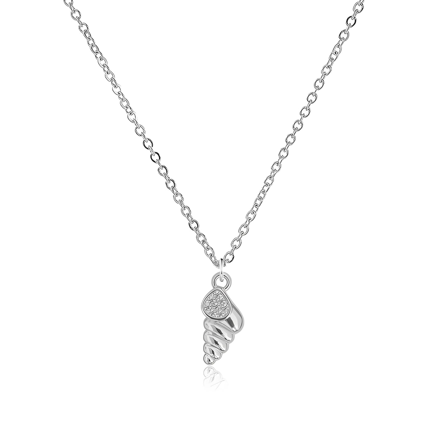 coadipress Conch Necklaces for Women 18K Gold Plated Conch Shell Necklace Rhinestone Boho Seashell Ocean Pendant for Beach Lovers Summer Beach Jewelry (Silver)