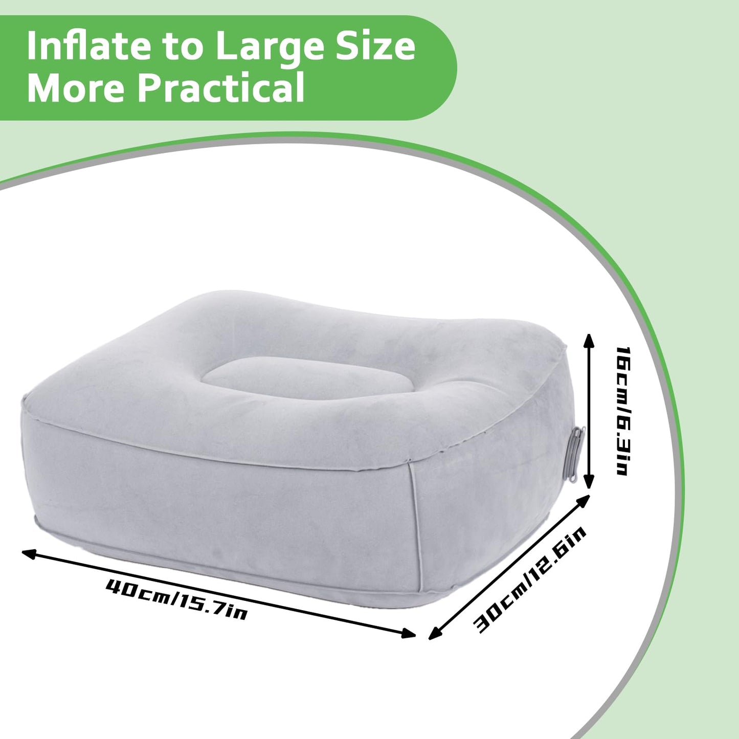 Inflatable Foot Rest for Airplane Travel & Office, Portable Leg Rest Pillow, Elevating Feet for Economy Flight, Home Desk, Car Use - Grey
