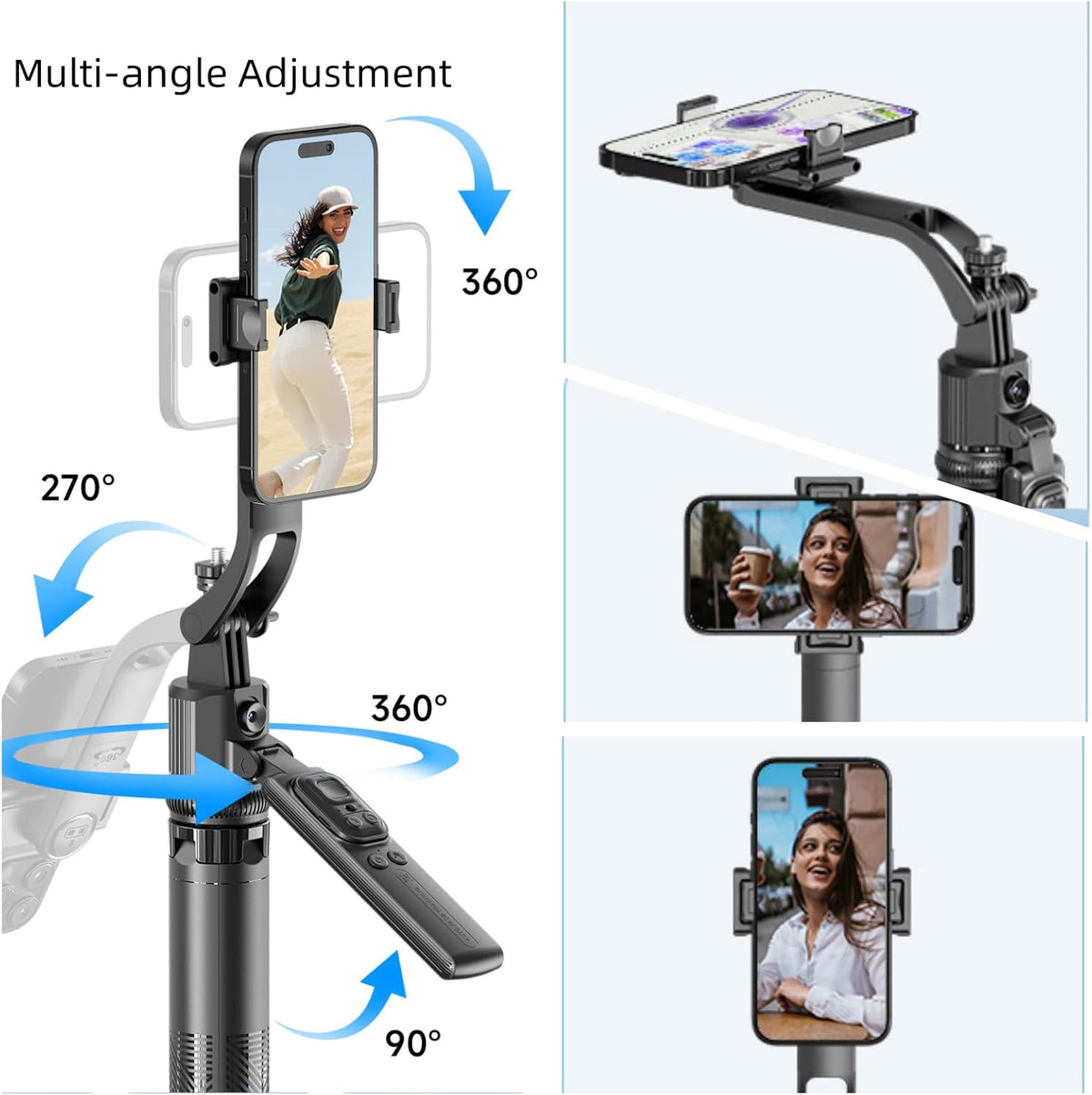 Auto Face Tracking Tripod 360° Rotation with Stand,Smart Gesture Control Travel Selfie Stick for Content Creator Tiktok YouTube Vlog Video Live Streaming