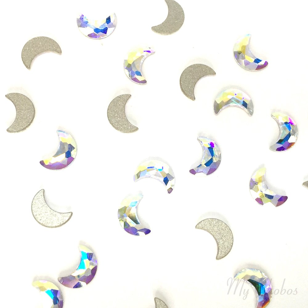 Crystal AB (001 AB) Swarovski 2813 moon - 8x5.5mm flatbacks no-hotfix rhinestones 4 pcs nail arts diy deco bling