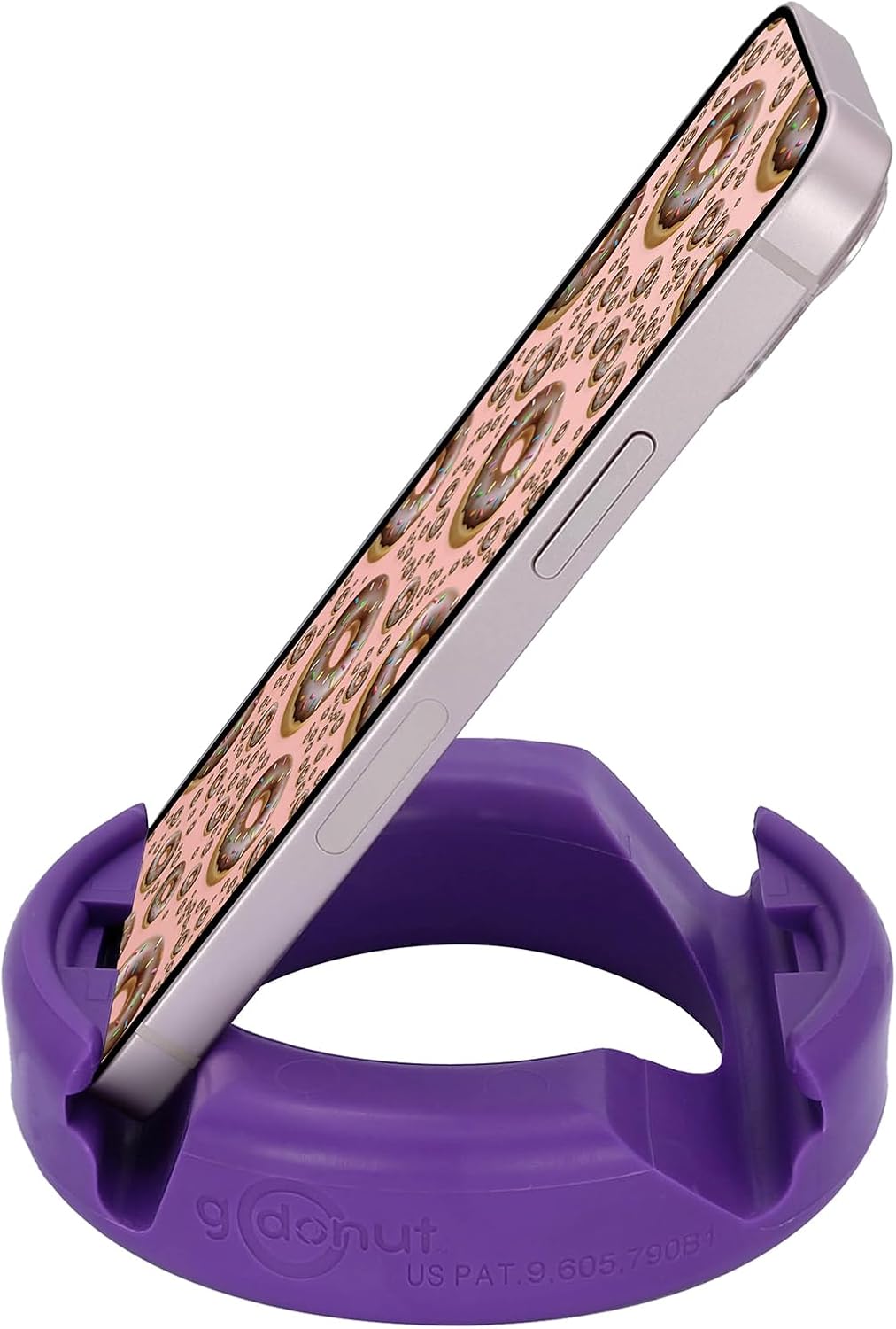 GoDonut – Phone Stand Original – Cell Phone Holder + Tablet Stand Desk Organizer – Compatible with Tablet, iPhone 16 15 14 Pro Max, Android & Most Smartphones - Purple