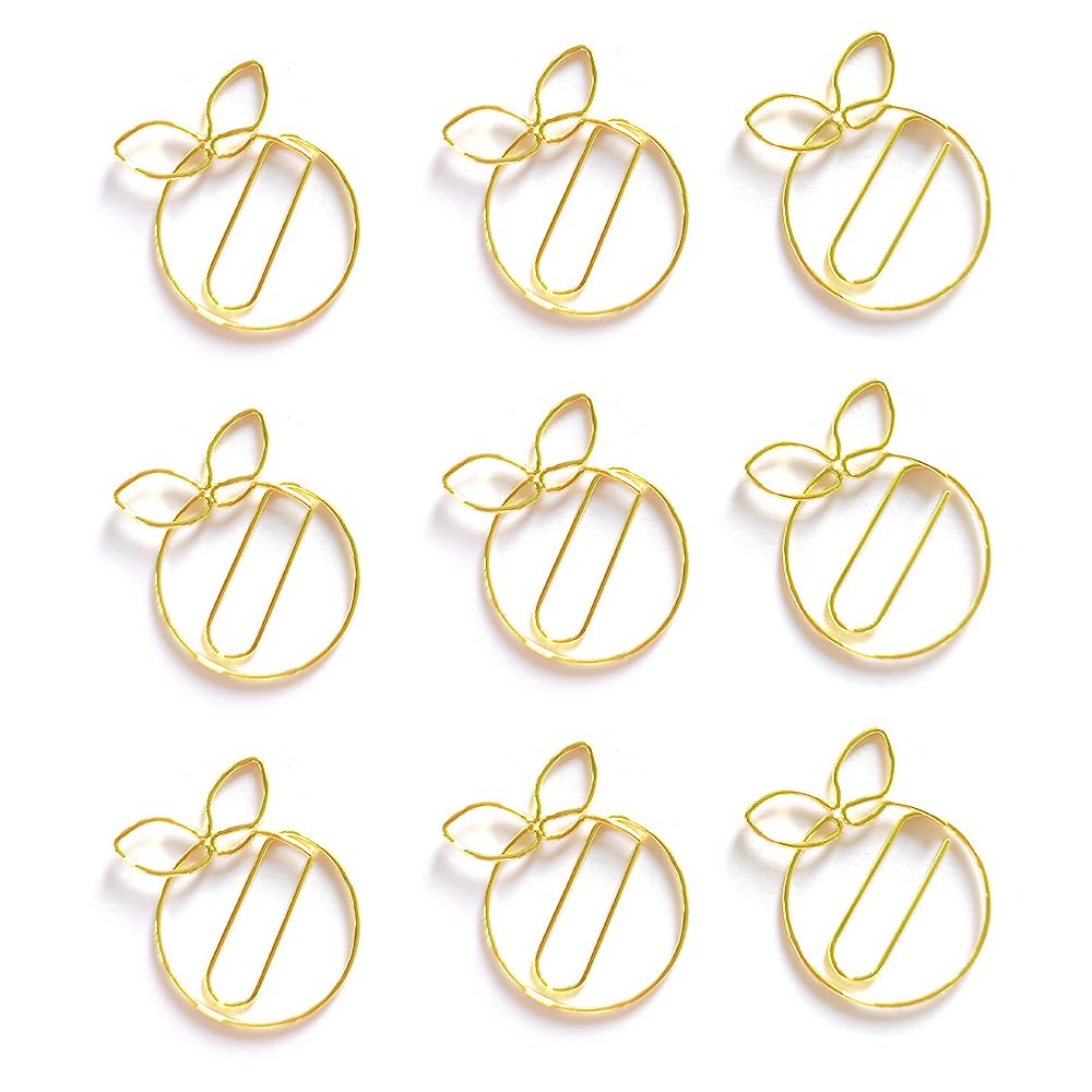 tiecawk 50Pieces Orange Shape Paper Clips Cute Fruit Bookmark Paperclips with Box for Home Office Supplies Document Organizing