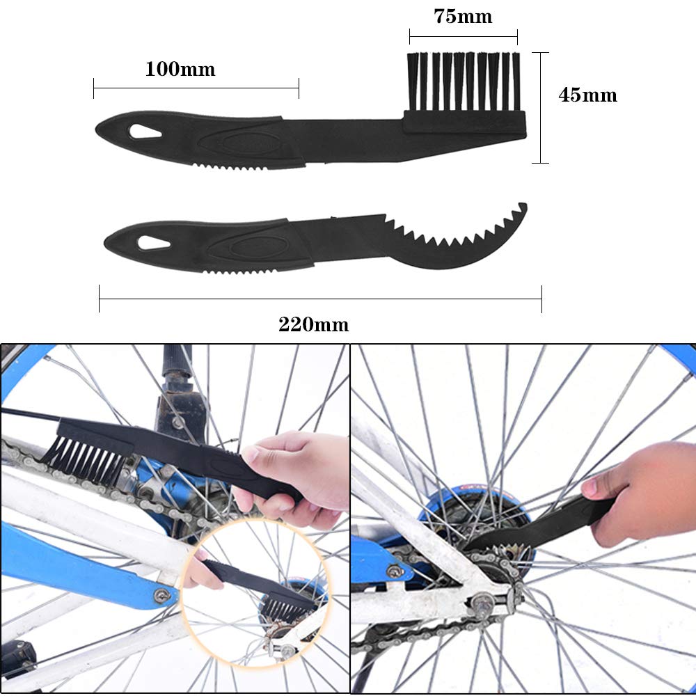UILB Bike Chain Scrubber Set - Bicycle Chain CLEANING AGENT- 10 OZ Bike Chain Cleaner, Bicycle Durable Chain Gear Wheel Cleaning Brush Kit