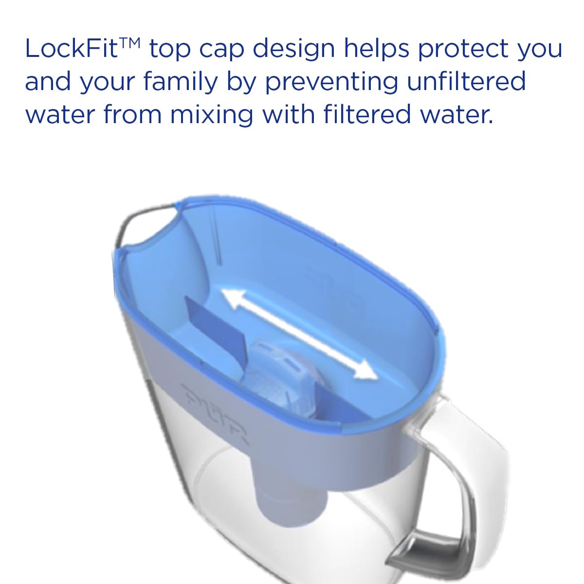 PUR 7-Cup Water Filter Pitcher with 1 Genuine PUR Filter, 3-in-1 Powerful Filtration, BPA Free, Dishwasher Safe, Smoke, PPT710BA