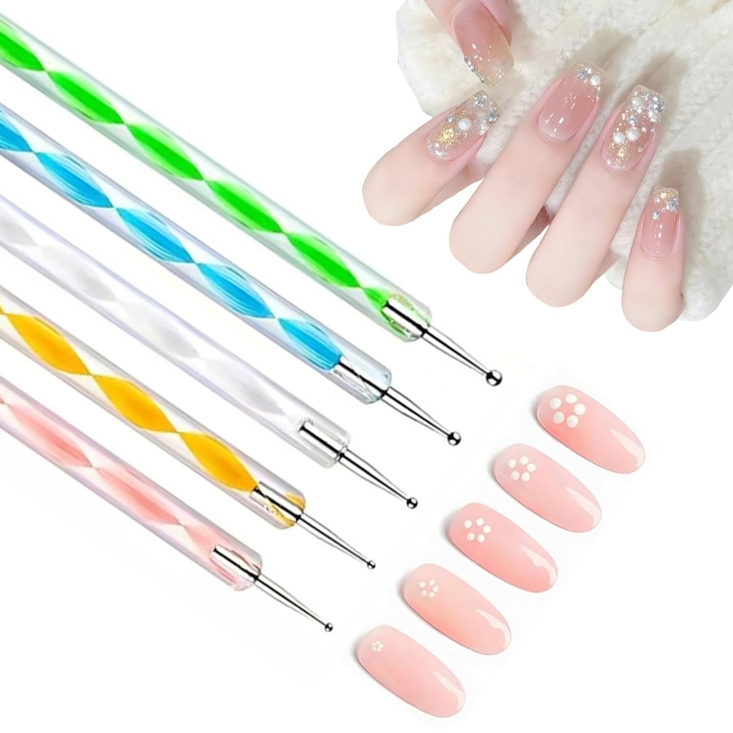 Purple Nail Art Brush Set, 7Pcs Gel Nail Brushes With Dotting Tools, Dusting Brush, Toe Separator, Manicure Tool Kit for Acrylic Application, Builder Gel. Gel Polish Paint, Nails Art Design