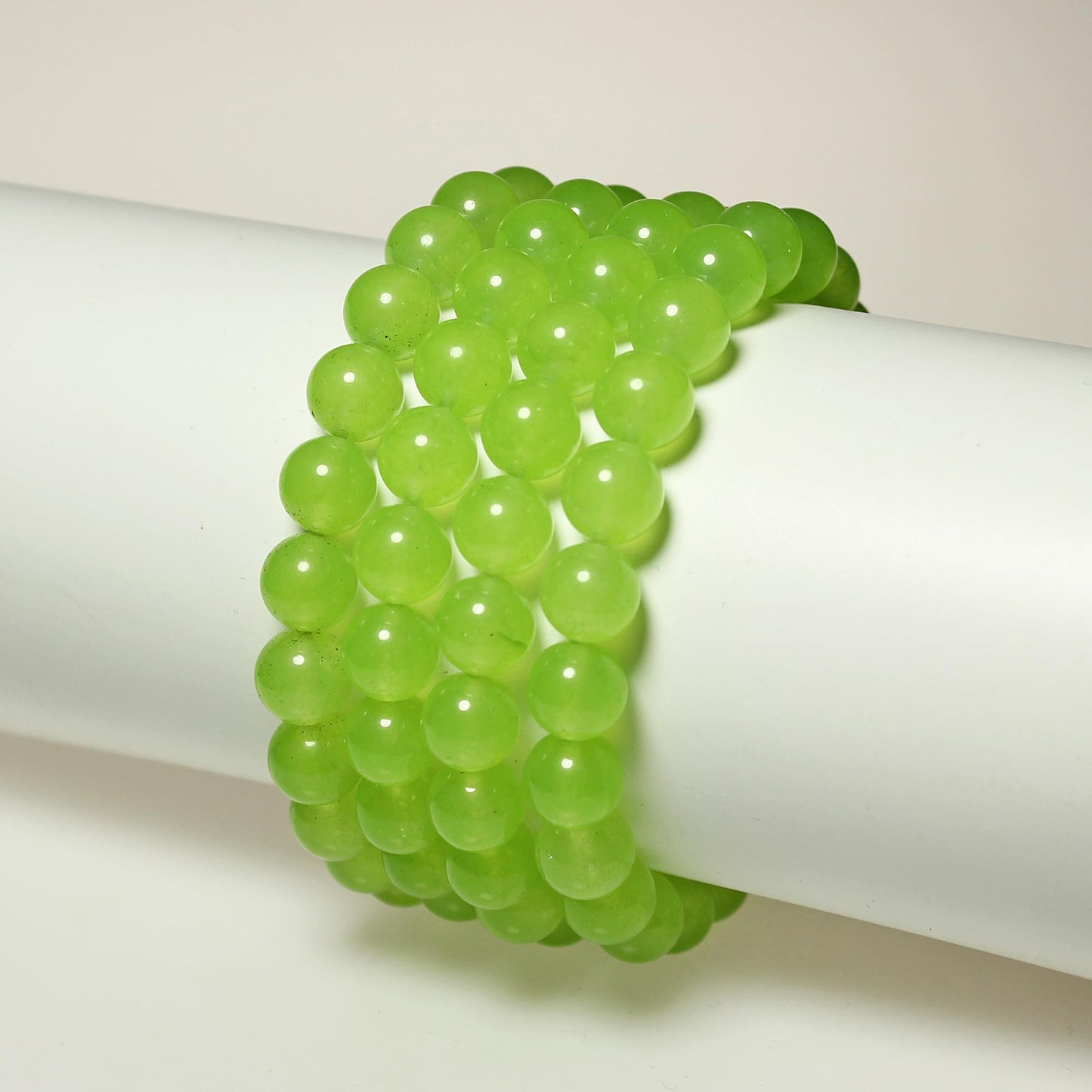 MJDCB Stone Beads 8mm 43pcs Round Fruit Green Jade Loose Gemstone Bead Charms for Jewelry Making Bracelet Necklace Earring Pendant