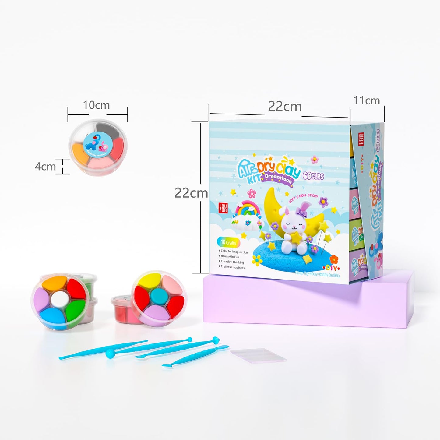 Air Dry Clay Kits - Modeling Clay for Kids, Ultra Light & Soft, Safe & Non-Toxic, 10 Boxes DIY Model Magic Clay 60 Colors with Sculpting Tools Tutorials, Creative Art Crafts Toys Gifts 3+ Years Old