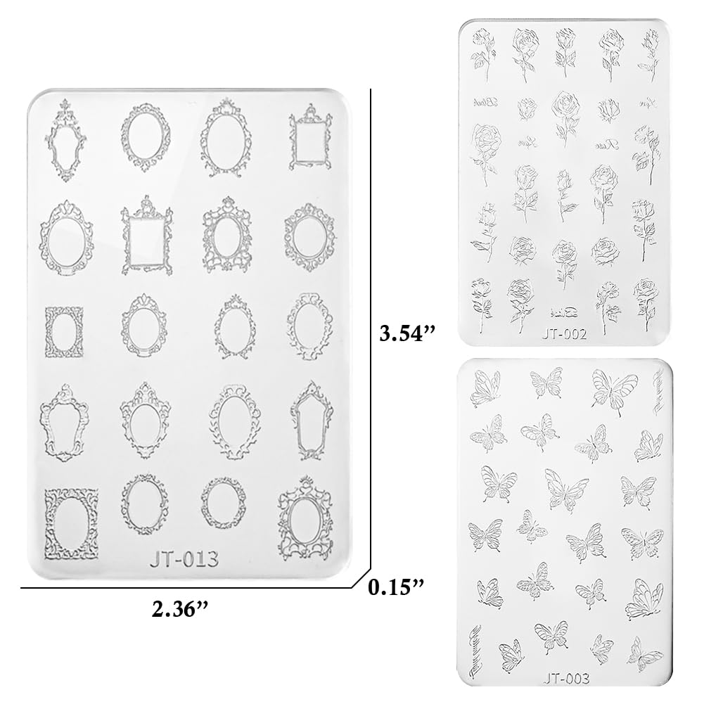 WAYUTO 3 Sheets Reusable 3D Nail Art Mold DIY Making Tools Silicone Carved Mold Retro Classic Supplies for Women Girls