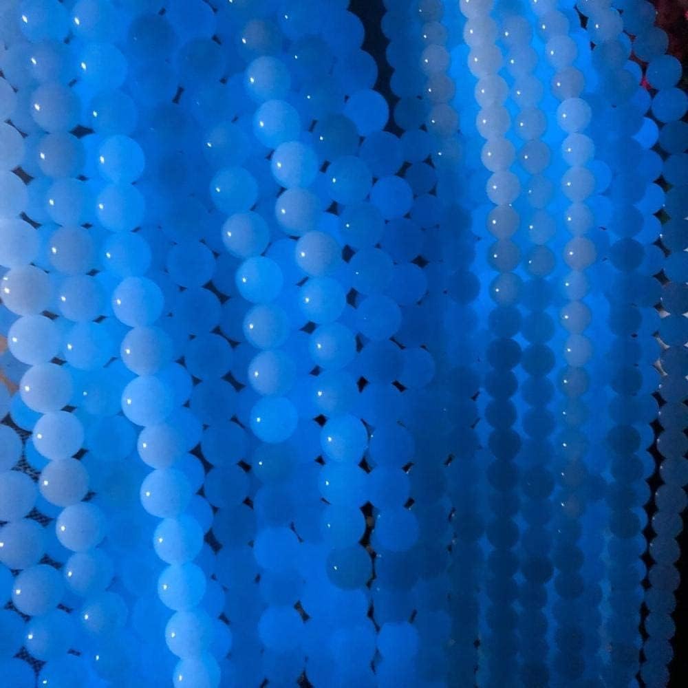 Yochus 60pcs Blue Luminous Beads,6mm Glow in The Dark Natural Stone Round Loose Beads for Jewelry Making Earring Necklace DIY Crafts