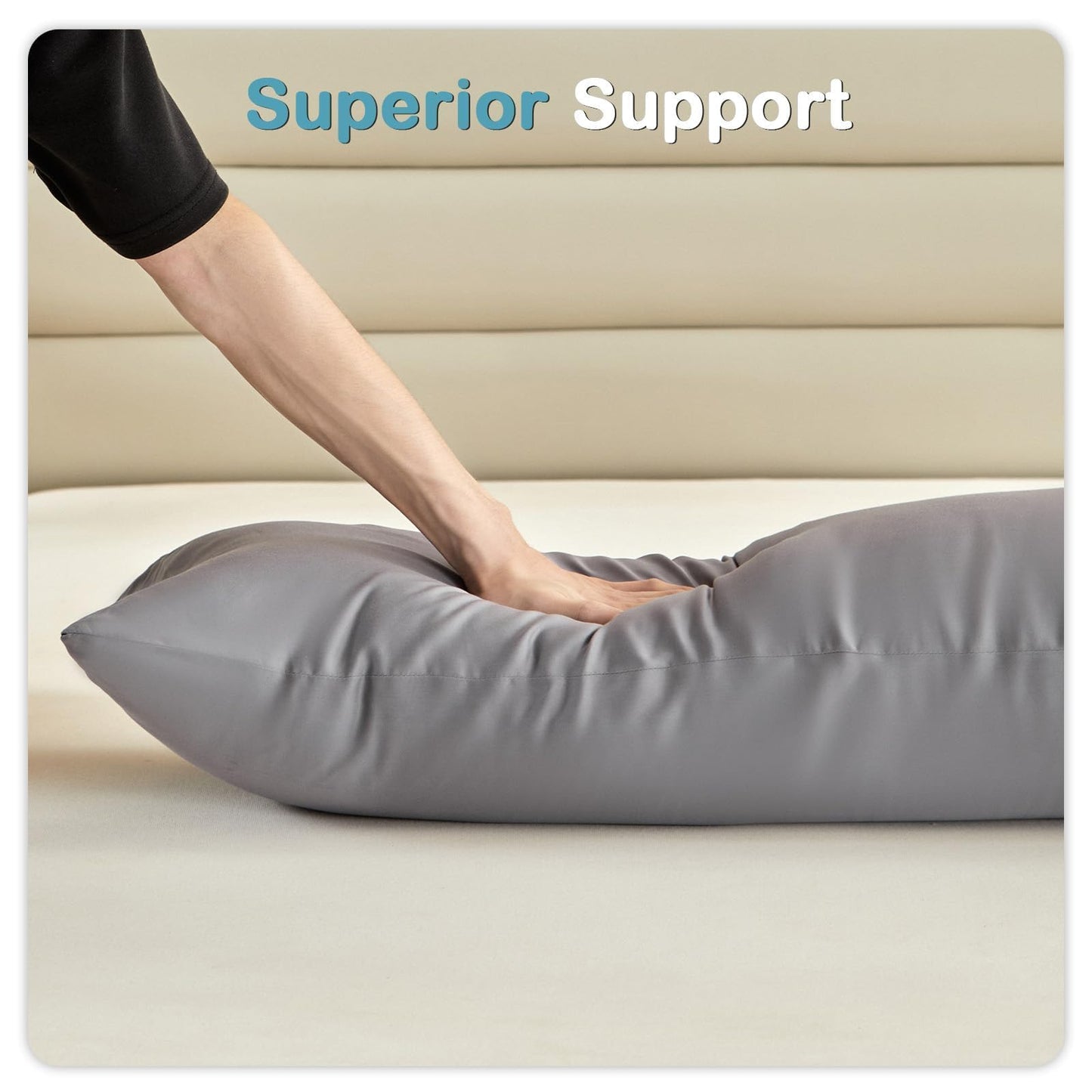 MIOTO Cooling Weighted Body Pillow with Tencel Cover(48" x 14") 8.5lbs - Quilted Glass Beads Body Pillows for Better Sleep, Weighted Pillow for Adults, Long Pillow for Bed, Ideal Side Sleeper Pillow