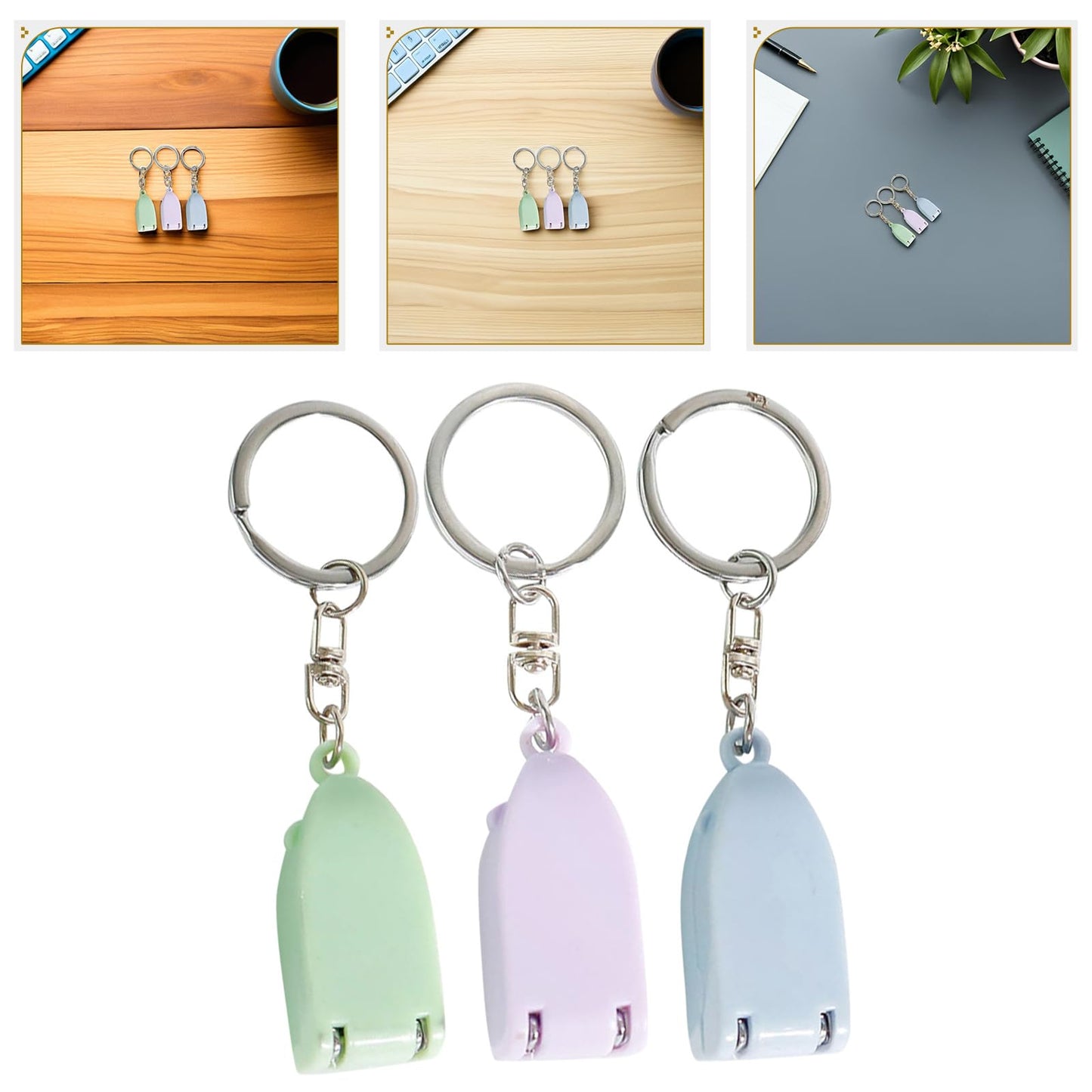 FRCOLOR Mini Foldable Nail Clippers with Keychain Portable Manicure Tool Set of 3 for Fingernail and Toenail Grooming Cute Cartoon Design Easy Travel Storage