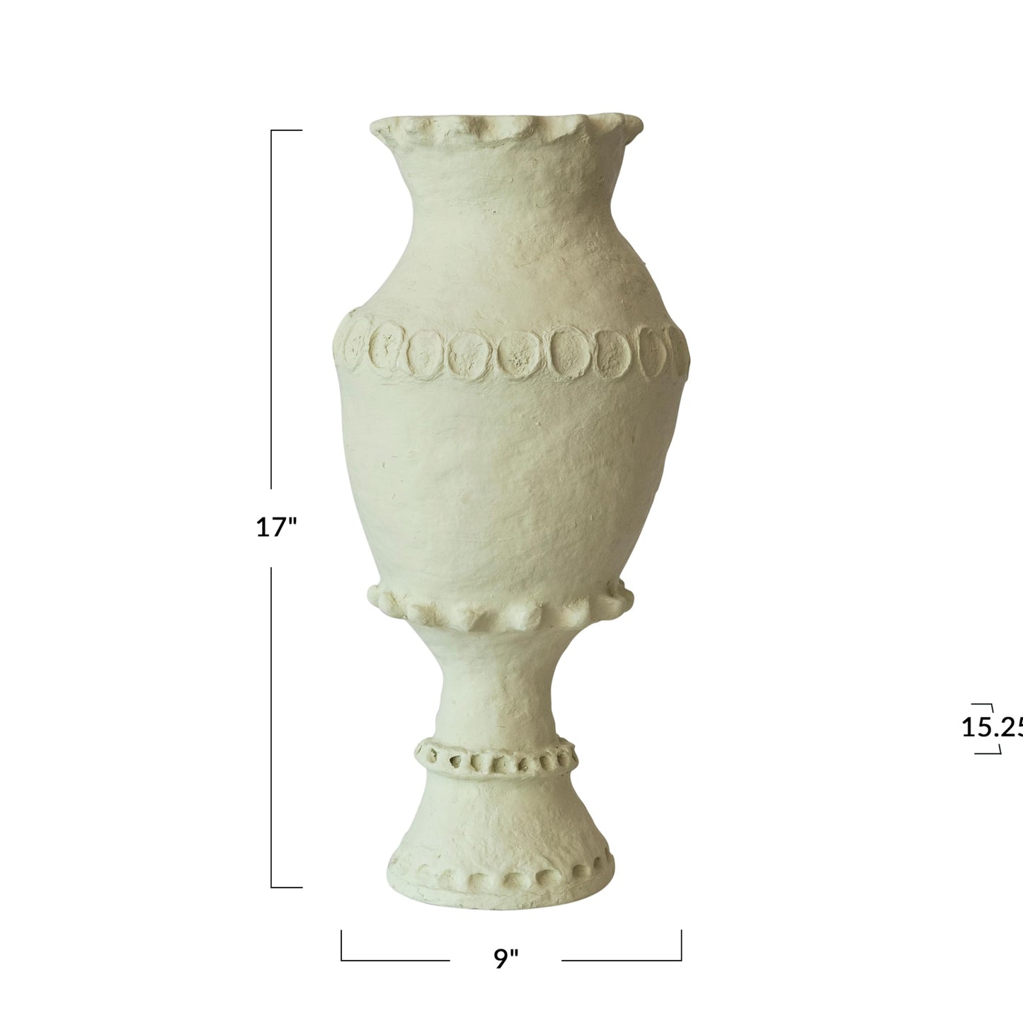 Creative Co-Op Handmade Paper Mâché Vase with Embossed and Debossed Design, Mint