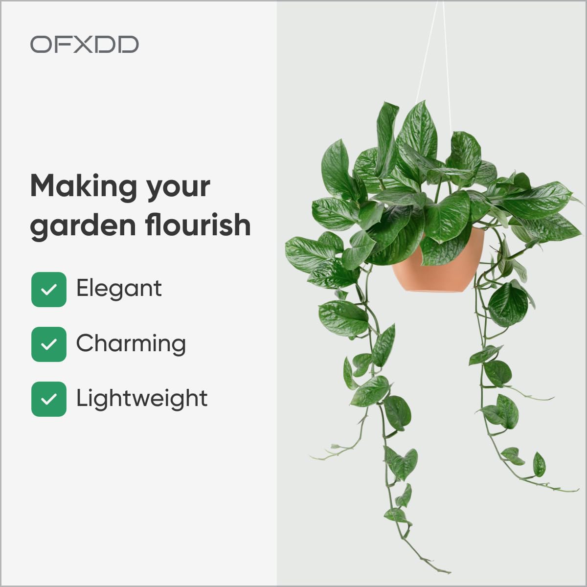 OFXDD Plant Hanger 3 Pcs - Plastic Hanging Planters for Indoor & Outdoor Plants - Flower Plant Holder with Hooks, White