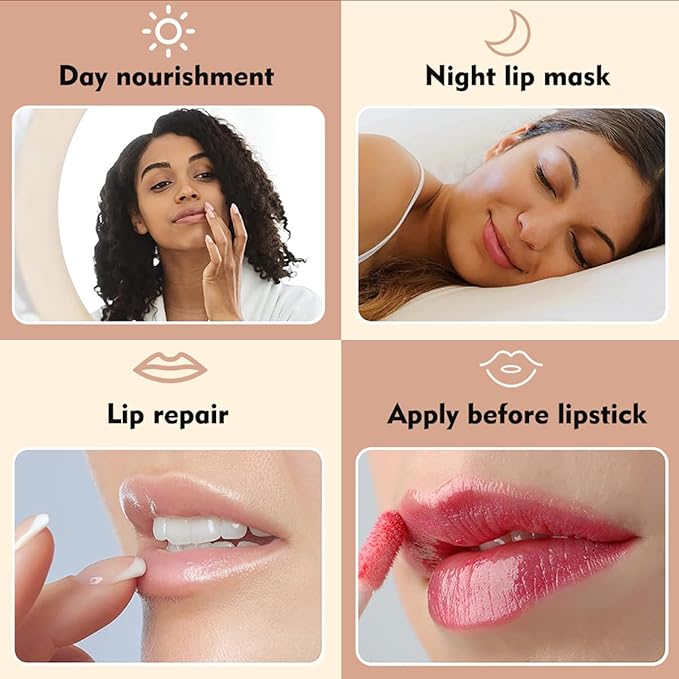 Honey+Strawberry+Apple Lime+Watermelon Lip Balm Lip Mask, Moisturizing Lip Sleeping Mask, Hydrate Repair Prevent Dry Cracked Lip (Watermelon+Apple Lime+Strawberry+Honey)