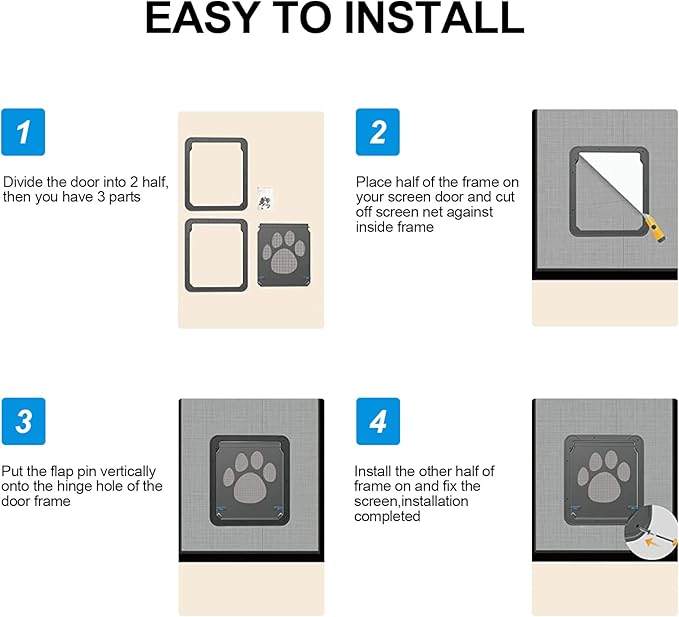 Ownpets Magnetic Cat Screen Door, Lockable Pet Door for Screen Doors