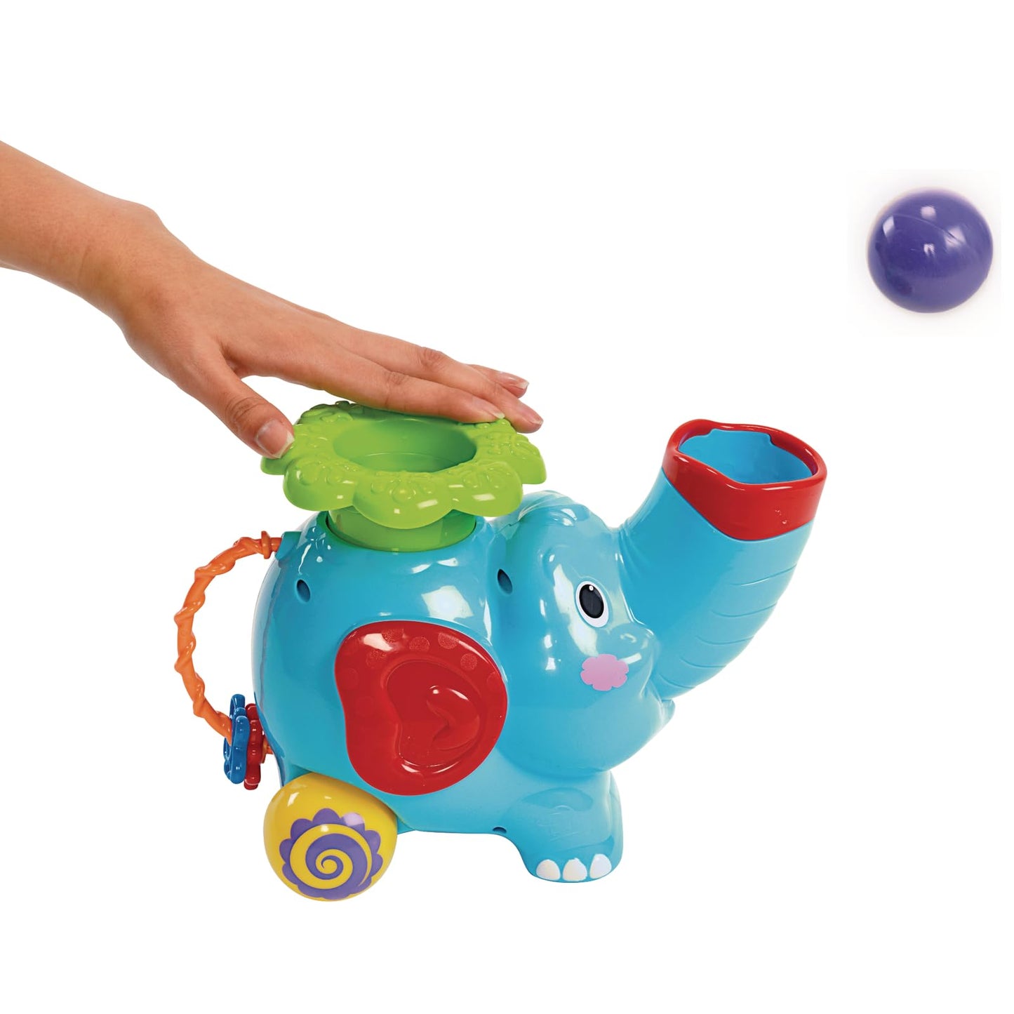 PlayGo Pop and Hoop Musical Rolling Elephant, Ball Popper and Ring Toss, Ages 12 Months and Up