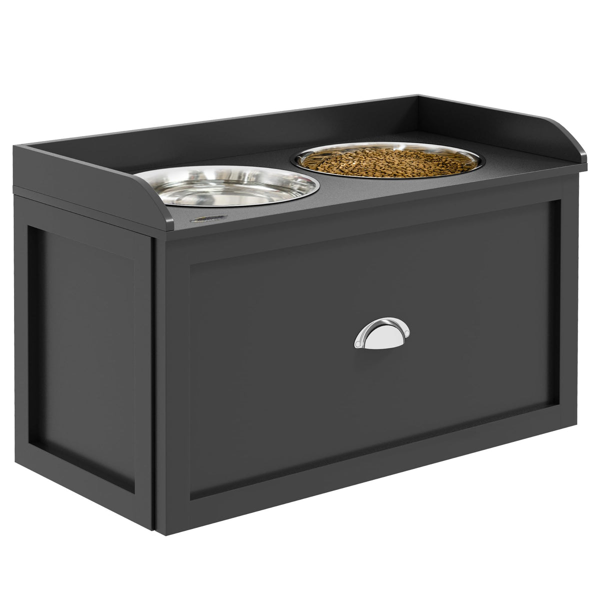 PawHut Dog Feeding Station with Storage Drawer, Dog Food Storage Cabinet with 2 Removable Elevated Pet Bowls for Large Sized Dogs, Coffee