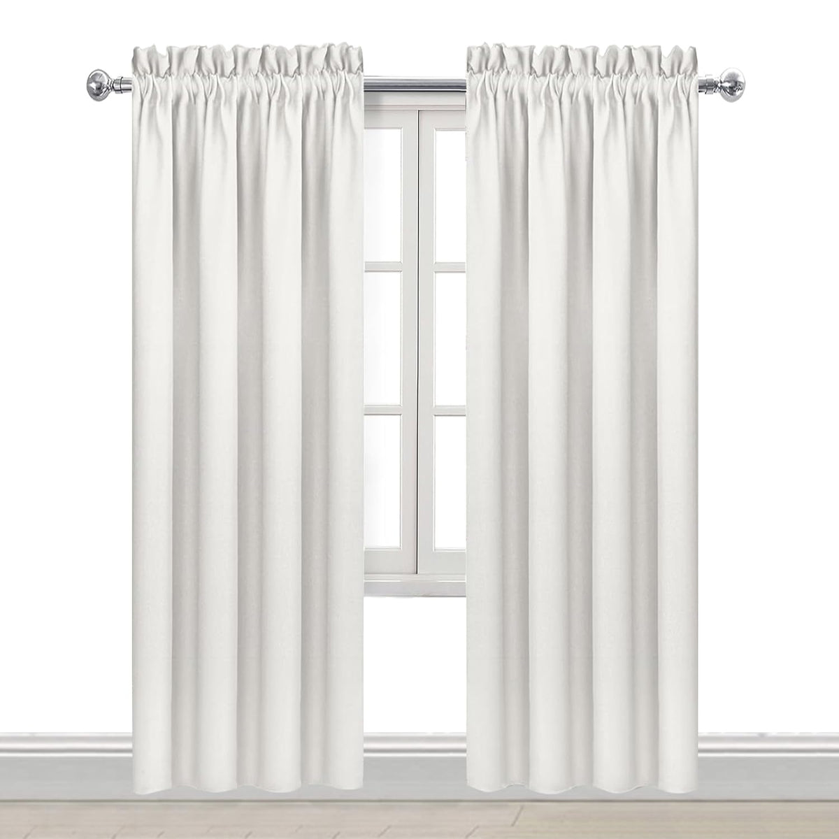 Blackout Curtains for Bedroom Living Room 38 x 84 Inch Long Ivory (2 Count)