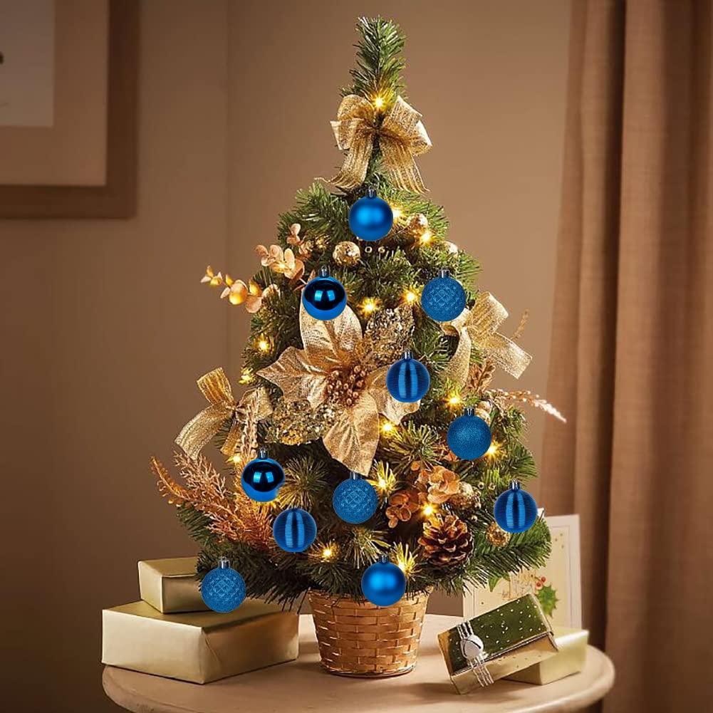 30PCS 2" Christmas Ball Ornaments Shatterproof Blue Christmas Tree Decorations Xmas Tree Balls Halloween Ornaments Décor