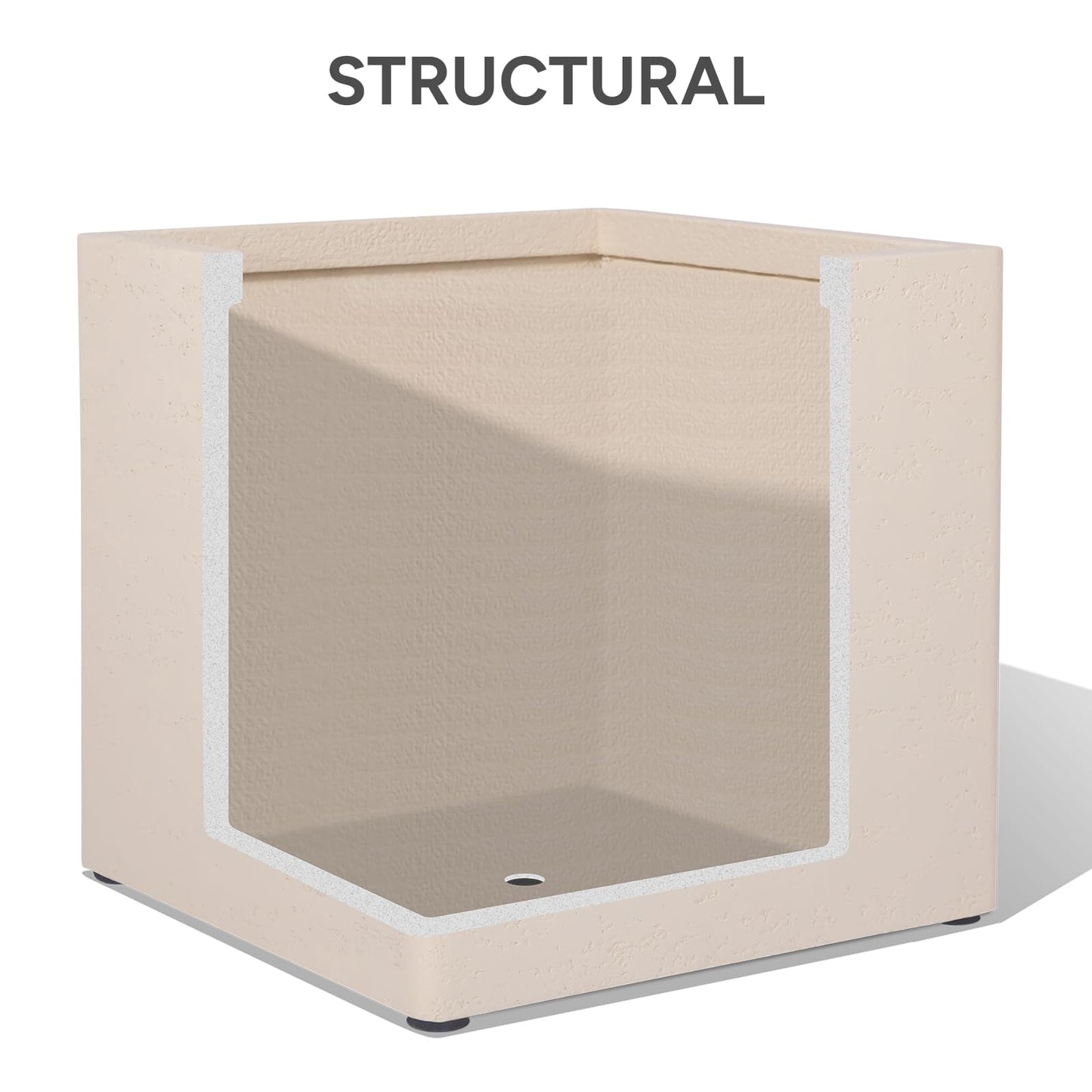 TerraDeco 20 Inch Square Concrete Planter(20Lx20Wx20H,48 Pounds),Durable All-Weather Use with Drainage Holes,Large Square Planter for Outdoor Indoor Plants