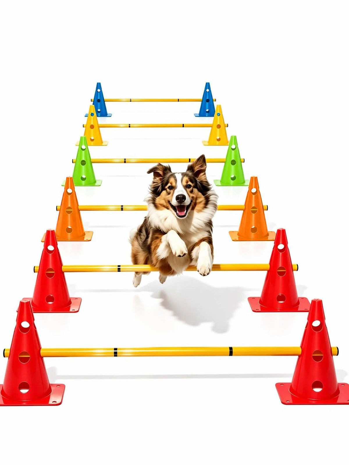 TINEPRY Dog Agility Training Hurdle Cone Set, Adjustable Dog Agility Equipment Obstacle Course Backyard Equipment for Pet Exercise