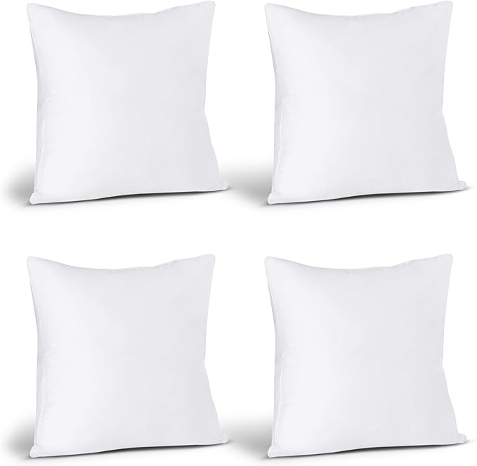 Utopia Bedding Throw Pillows (Set of 4, White), 16 x 16 Inches Pillows for Sofa, Bed and Couch Decorative Stuffer Pillow