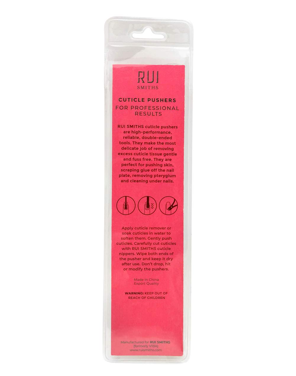 Rui Smiths Pro Cuticle Pusher with 2 Ends - Stainless Steel Manicure Tool - Style 106