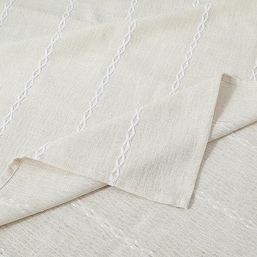 Chassic 60 x 120 inches Farmhouse Style Linen tablecloths, Wrinkle Resistant Washable Dining Room Table Cloths for 8 Foot Rectangle Tables - Beige - color: Beige, size: 120" x 60" (Rectangular)