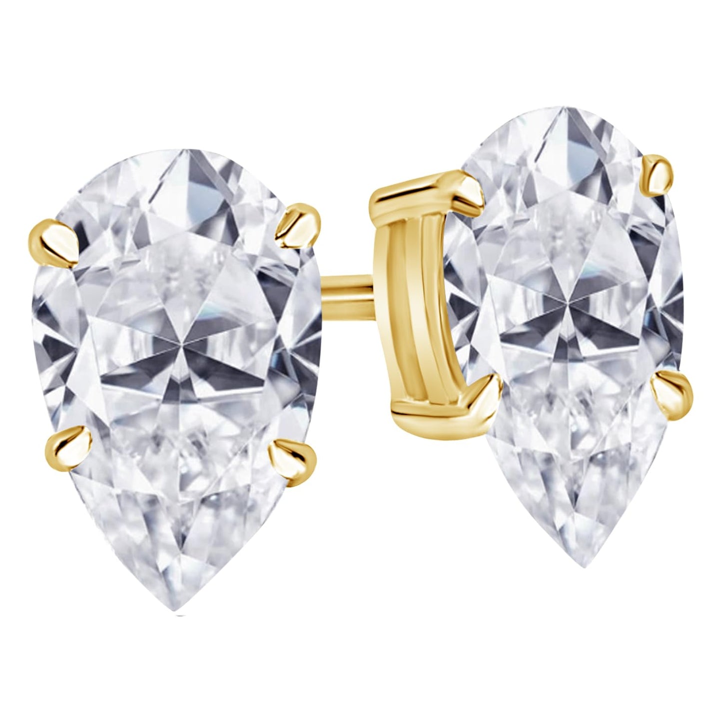 14K Yellow Gold 0.5 Carat Pear Shape LAB GROWN Diamond IGI Certified Stud Earrings for women 4 Prong Push Back (E/F Color VS2/SI1 CLARITY)