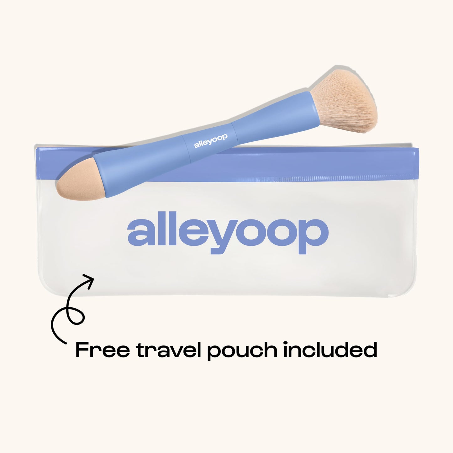 Makeup Brush Set Alleyoop Multi-Tasker 4-in-1 Travel Make Up Brush Set + Blending Sponge Refill Pack – Compact Makeup Brushes for Foundation, Blush, Bronzer, Contour, Eyeshadow, Brows & Liner