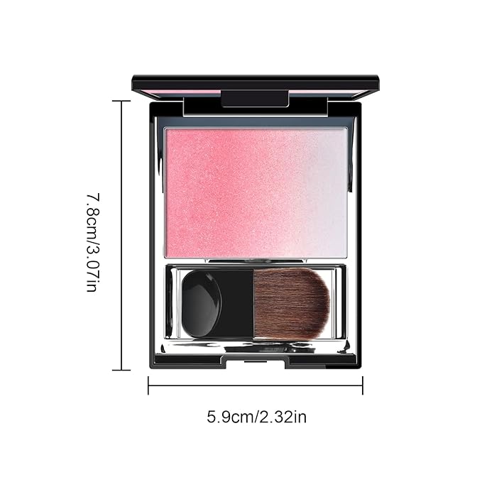 KYDA Pink Shimmer Blush, Gradient Cherry Blossom Pink Color, Micro-fine Pearl Powder Blush, Soft Buildable Cheek Color, Lightweight Smooth, Multiuse Blusher Makeup Compact