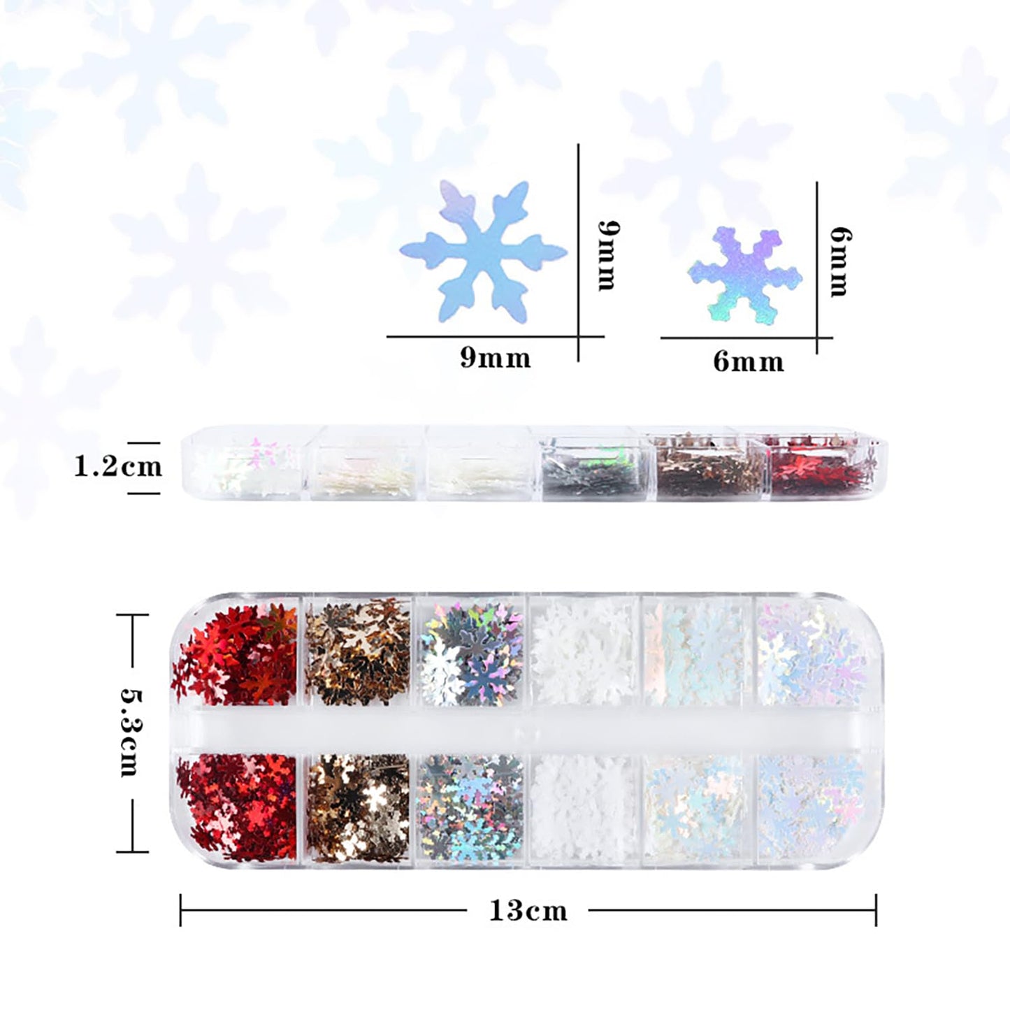 Snowflake Nail Glitter Flakes, Christmas Snowflake Glitter Nail Sequins Gold Silver Red Snowflake Design Nail Supplies for Women Manicure Charms Decorations, DIY Sparkly False Nails Crafts