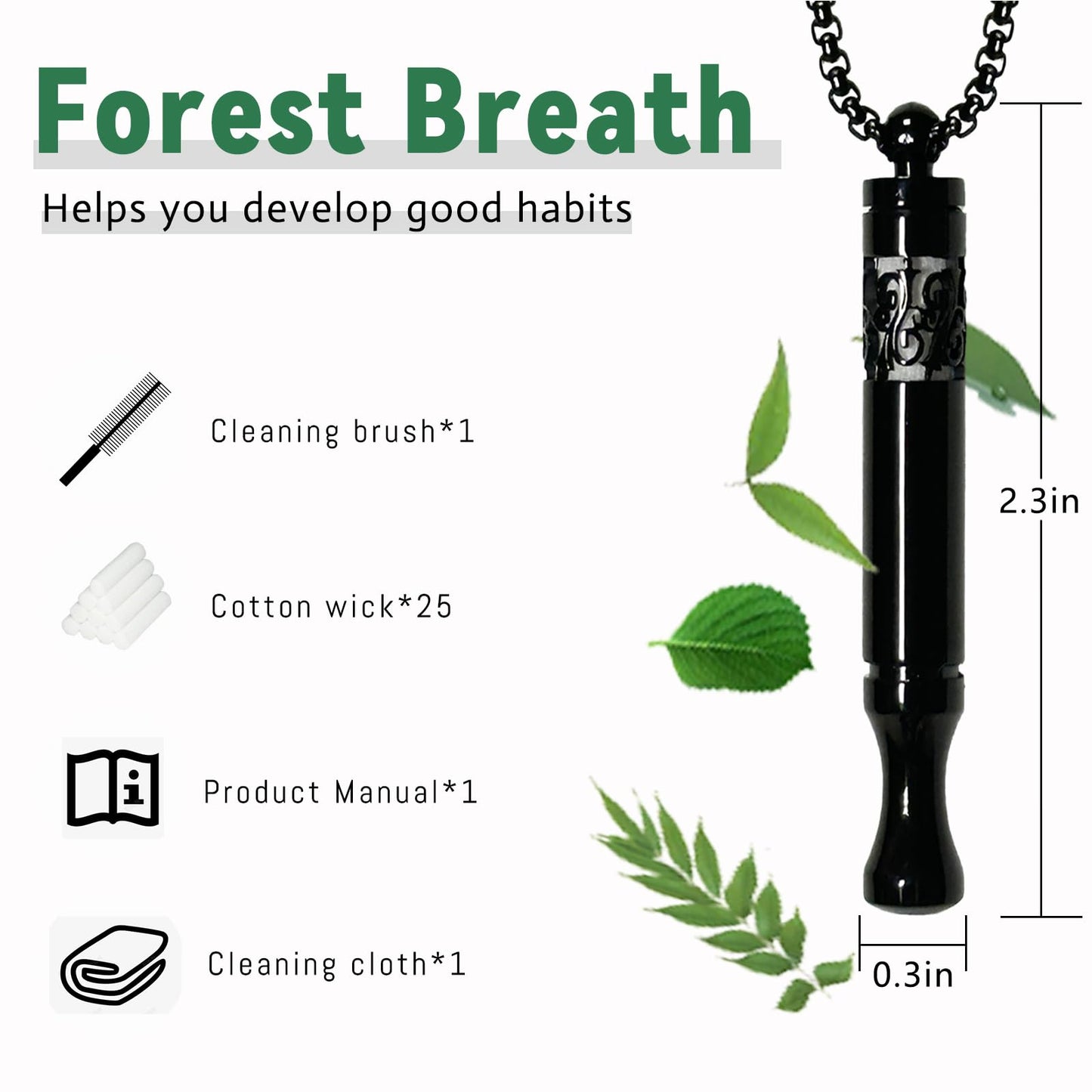 Quit Smoking Breathing Necklace V2,Breathing Necklace for Fidget Relief and Stress Relief,Naturally Switch from Bad Habits, Stop Smoking Aid for Anxiety Relief,Includes 6 Flavor core