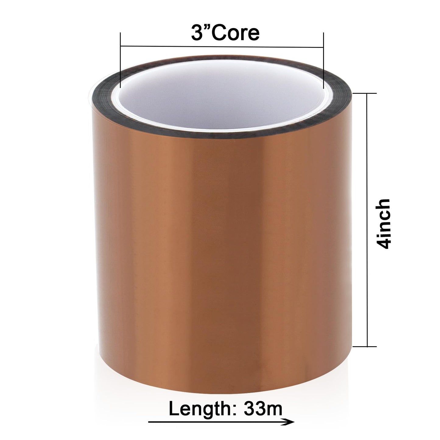 BOMEI PACK Heat Resistant Tape - 4 Inch x 108 ft (33m), High Temperature Vinyl Press Tape for Heat Transfer, Protects CPU & PCB Circuit Boards
