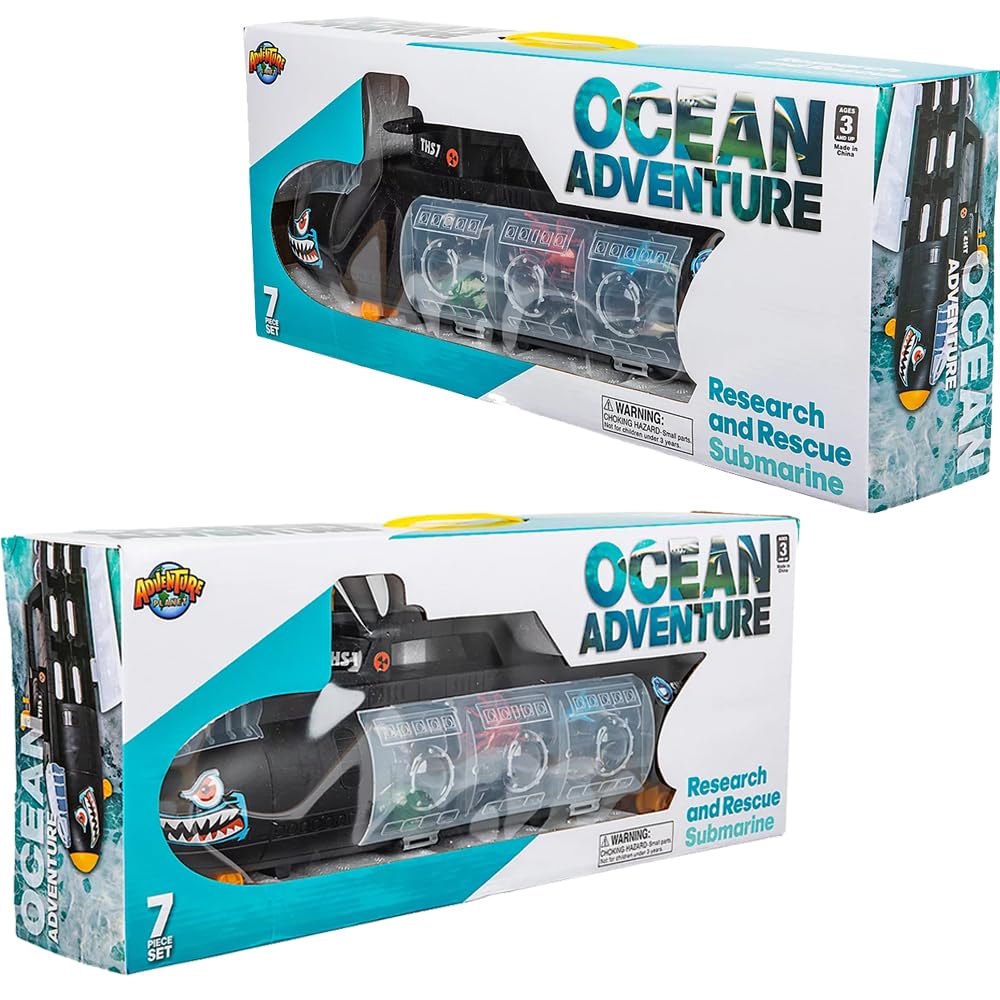 Aquatic Discovery Expedition Research & Rescue Submarine Toy with 6 Ocean Sea Animalsunderwater Boat Set for Kids
