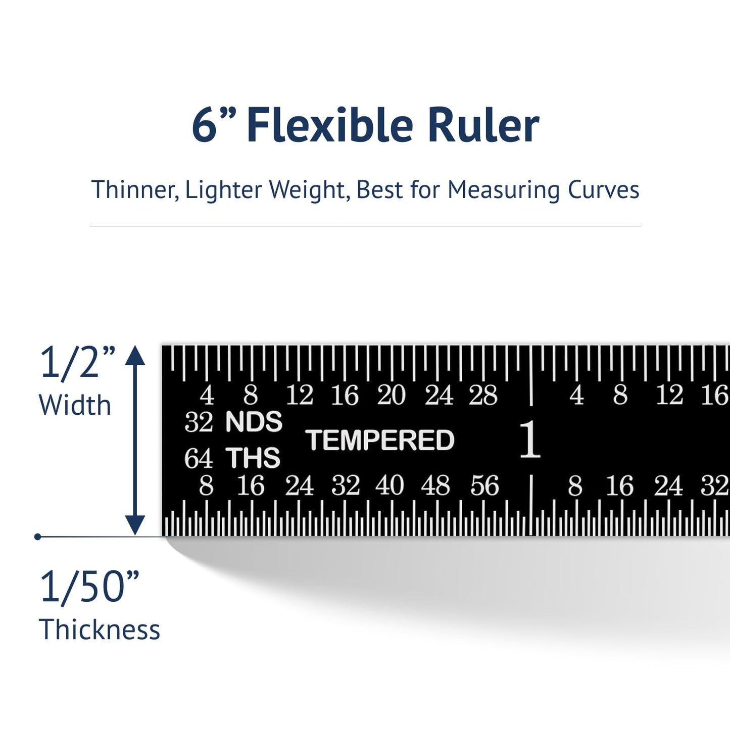 PEC Tools 6" Flexible Machinist Rule, Designed for High-Accuracy Industrial Environments, Made in USA