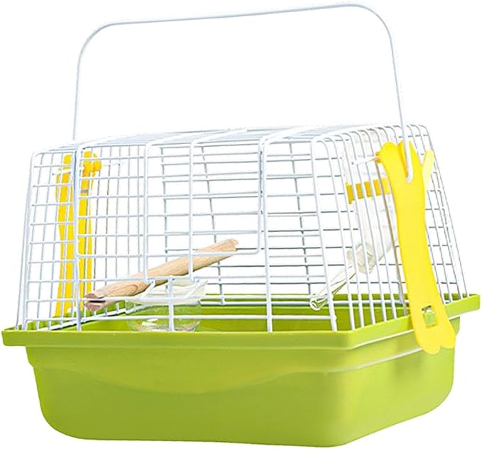 IEUDNS Portable Travel Bird Cage with Carry Handle, 9.06 x 6.69 x 6.69 in Iron Wire Birdcage for Parakeets, Finches and Budgies