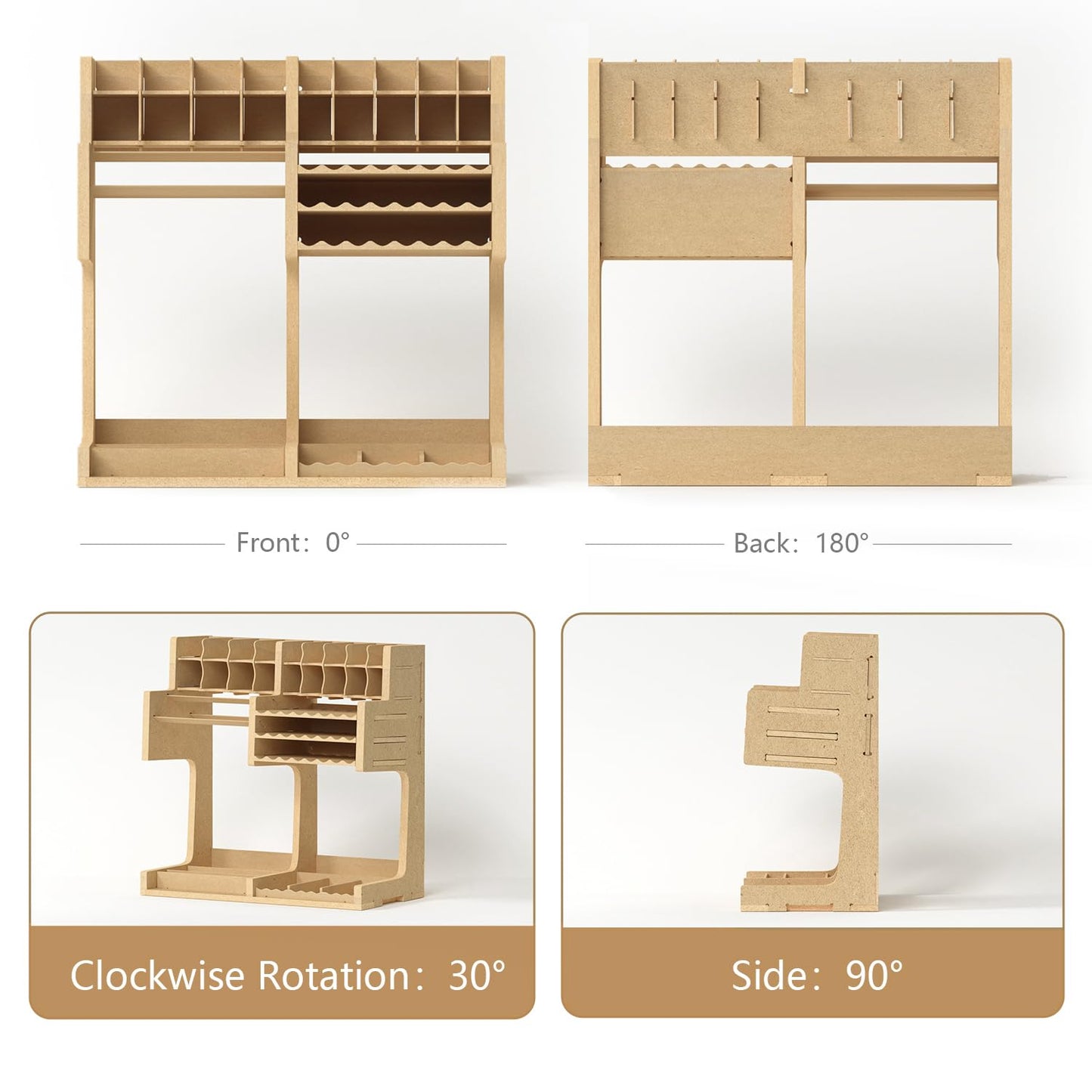 Bucasso Wooden Model Kit Organizer Rack with MDF Material, Paint Rack, Screwdriver/Brush Holder, For Tamiya Paints and Tools, GK1
