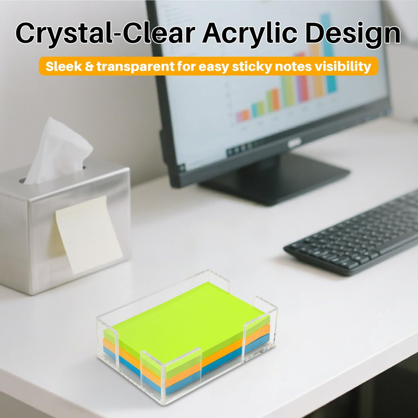 Yncotte Acrylic Sticky Note Holder, 4x6 Inch Clear Dual Notepad Holder Dispenser with Triple Openings Non-Slip Rubber, Sticky Note Dispenser Memo Holder Case for Desk Office School Supplies(No Pads)