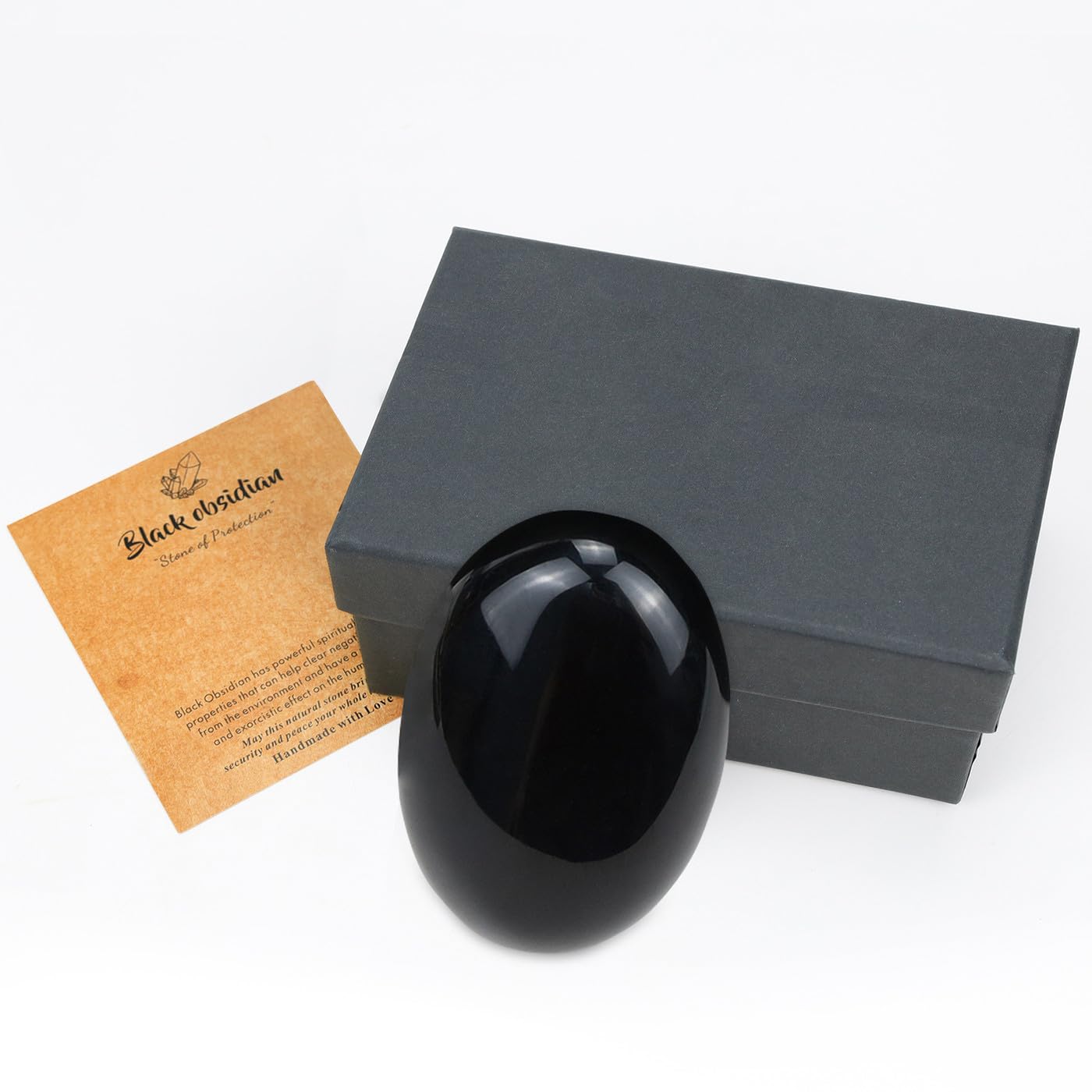 MAIBAOTA 2.4" Large Black Obsidian Crystal Stone Polished Palm Stone Healing Crystals 0.7" Thick Natural Reiki Gemstone Worry Stone Energy Balancing Anxiety Stress Relief Meditation 1 Pc