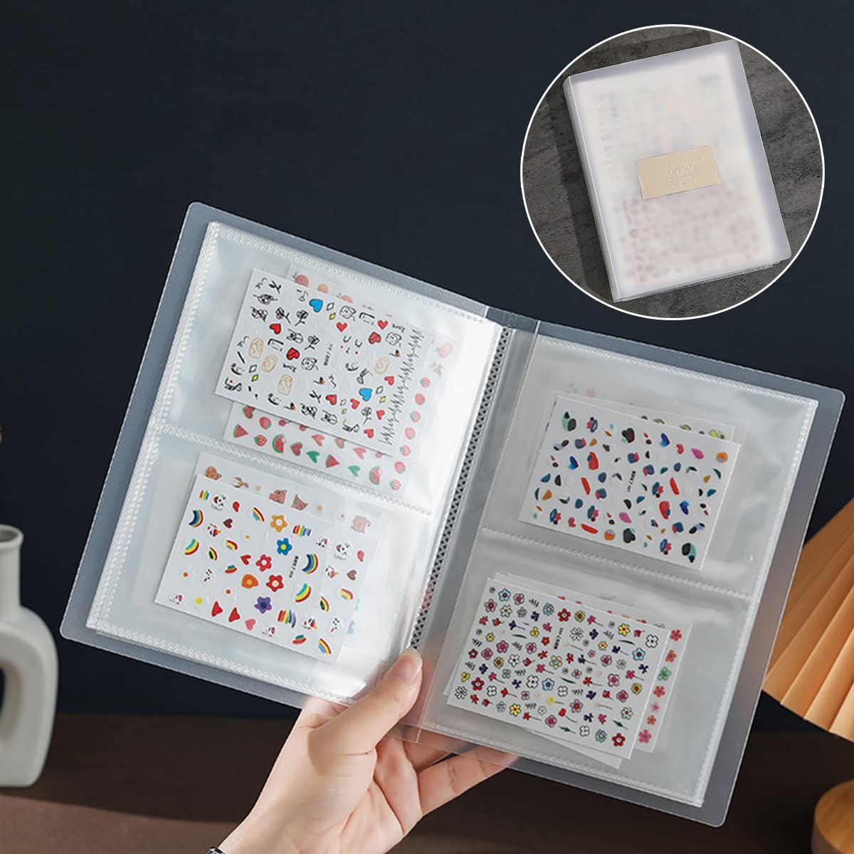 2 Pack Nail Art Sticker Storage Organizer - 80 Slots Display Book, Collecting Album, Holder, DIY Design Tools