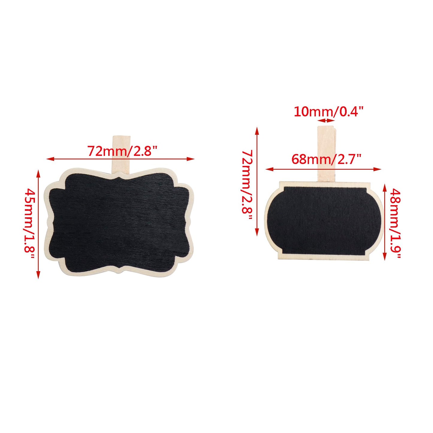 Wealrit 20 PCS Wooden Mini Chalkboard Blackboard with Clip Message Chalk Board Tag Signs Clips Basket Labels Clip for Memo,Note Taking(Flower, Lantern)