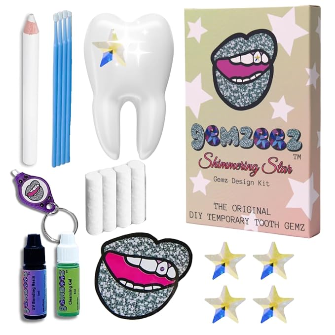 Gemzeez Original DIY Tooth Gemz Starter Kit β Temporary Cosmetic Crystal Gems for a Sparkling Smile β Easy At-Home Application
