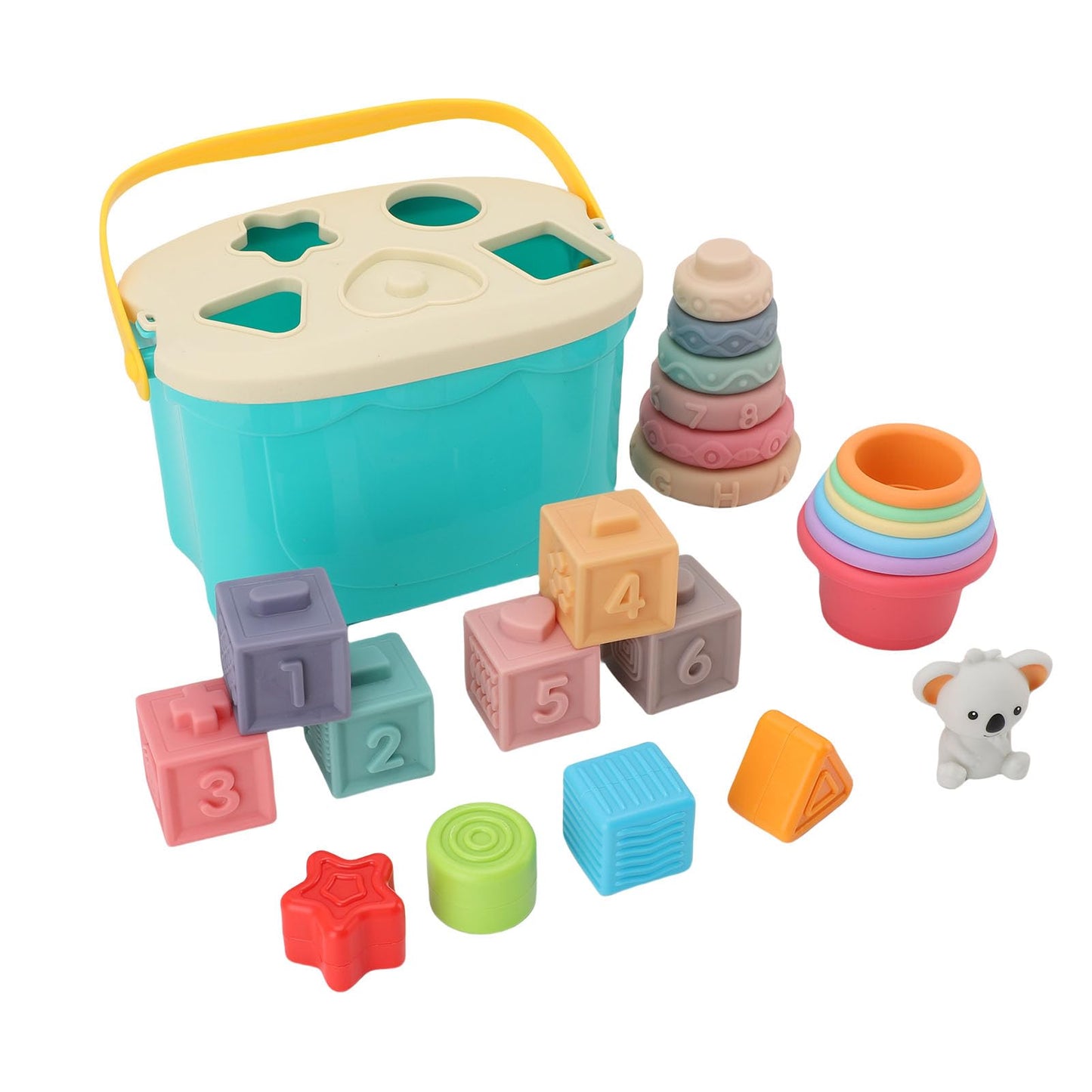 Soft Rubber Stacking Building Blocks for Babies Grip Training Educational Toys for Bath Play, Soft Infant Blocks for Children