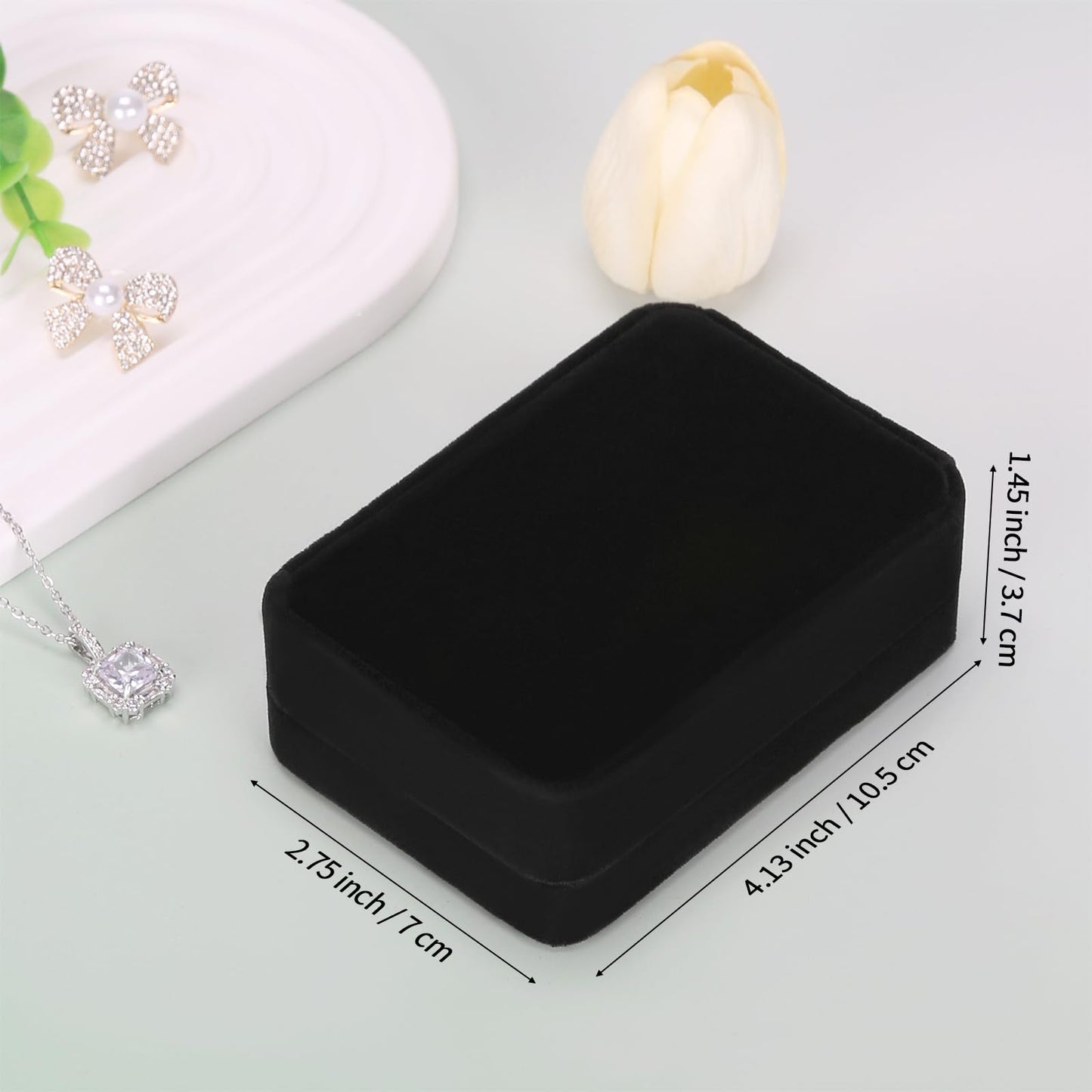 KUKUVR 2 Pieces Classic Velvet Necklace Pendant Box for Jewelry Gift, Small Jewellry Storage Display Case for Wedding Engagement Birthday Anniversary