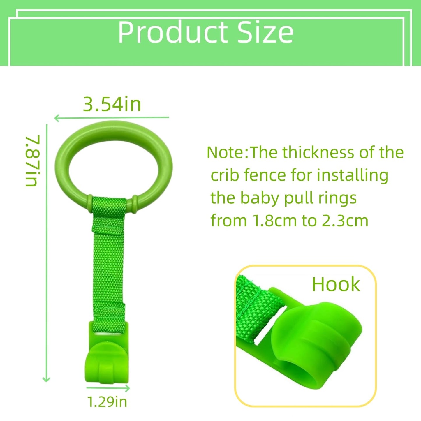 6PCS 4 Colors Baby Playpen Pull up Rings-Plastic Crib Pull Rings Walking Exercises Assistant Stand Up Cot Hanging Ring for Infant Baby Toddler