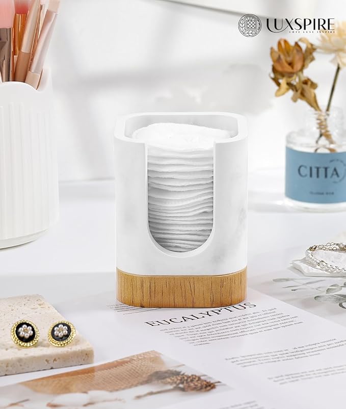 Luxspire Bathroom Cup Dispenser, Dixie Cup Holder 3-5oz, Disposable Paper Cup Holder for Bathroom, Cotton Pad Container, Guest Bathroom Essentials, Gravel White