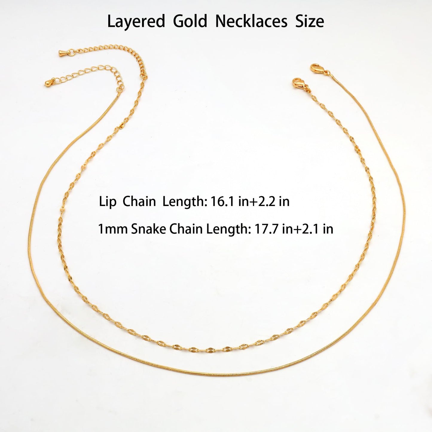 MAIKERDER Layered Necklaces for Women, 18K Gold Plated Layering Necklaces Stackable Thin Snake Chain Choker Lip Chain Necklace Dainty Simple Gold Necklace for Women Trendy Non Tarnish