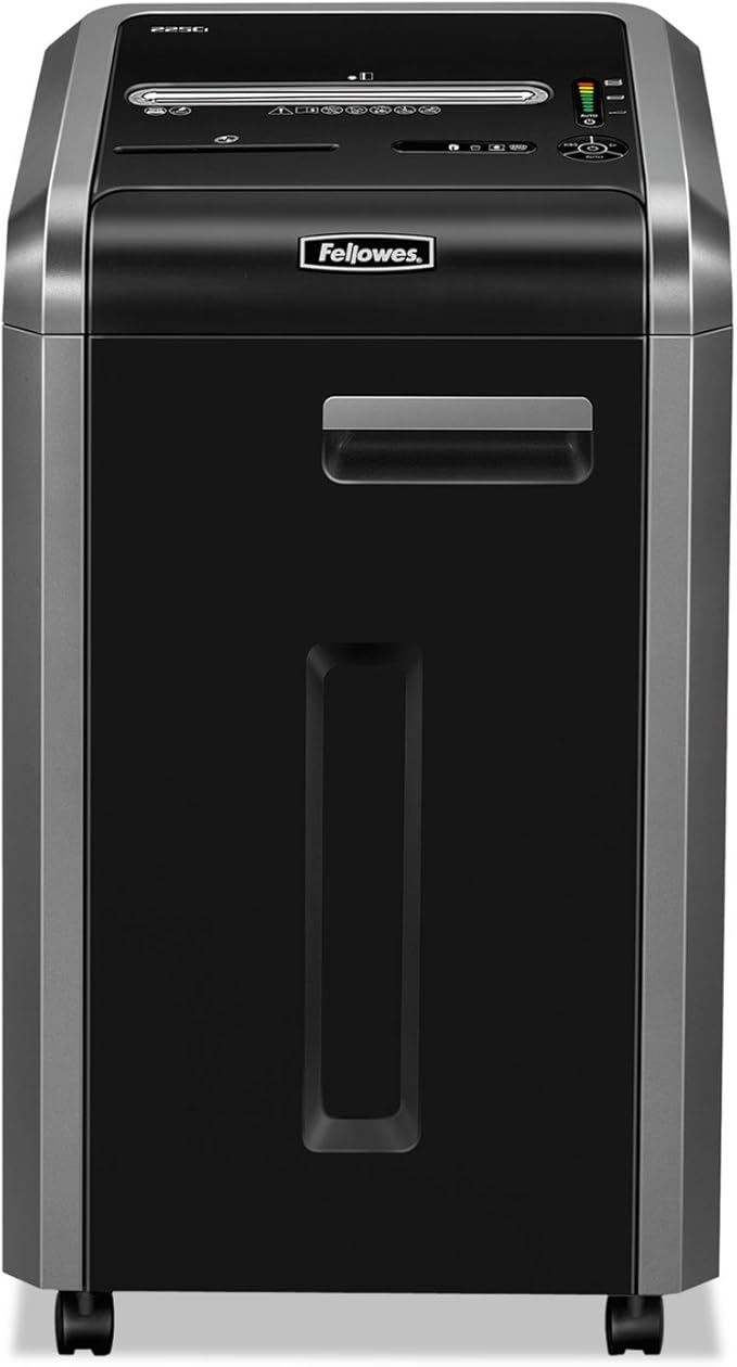 Fellowes Powershred 225Ci 22-Sheet 100% Jam-Proof Crosscut Paper Shredder Commercial Grade for Office, Black 3825001