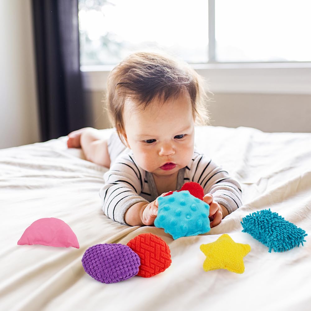 teytoy Texture Sensory Bean Bags Toys for Autism, 12 Fidget Sensory Shape Toy with Storage Bag, Develop Fine Motor Play for Baby Special Needs Developmental Toys for Infant Newborn